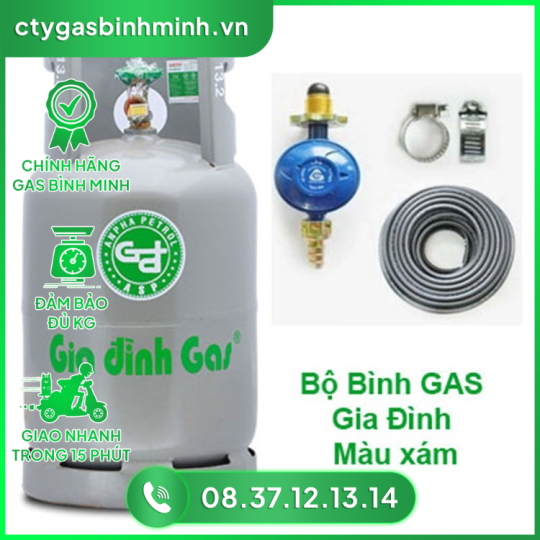  Bộ Bình Gas  Xám VIP 12 Kg Bình Minh.